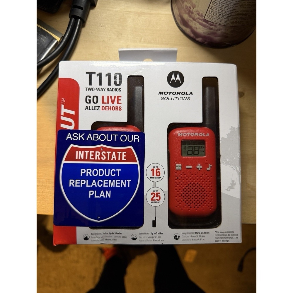Motorola Talkabout T110 Two-Way Radios – 16 Mile Range –‎ NEW Sealed